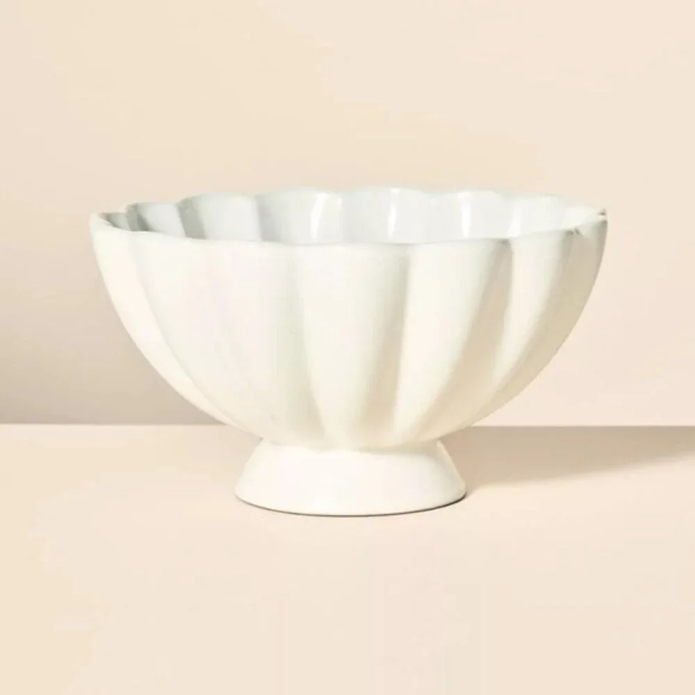 Scalloped Pedestal Serving Bowl Cream - Hearth‎ & Hand Magnolia